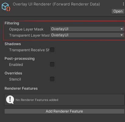 Renderer asset configured to render only the UI